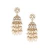 Gold Tone Kundan & Cluster Pearl Drop Traditional Jhumka Earring For Women