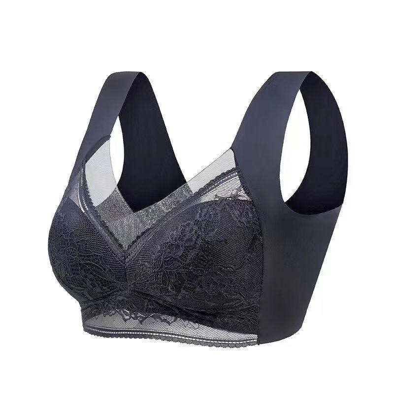 Women Lace Wireless Bra Seamless Breathable Comfortable Full Cup Supportive Anti Sagging Lingerie