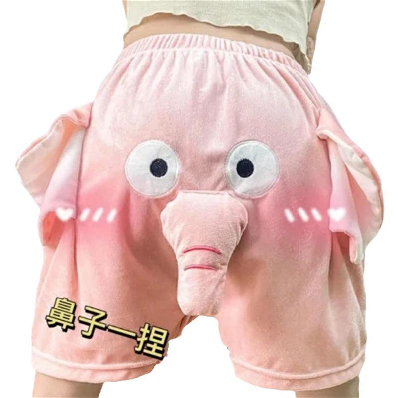 Unisex Funny Squeaky Nose Elephant & Piggy Pajama Shorts