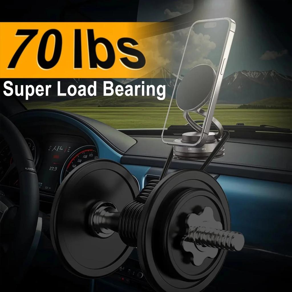 New K005 Magnetic Car Phone Mount With Foldable Ring/Vacuum Suction Base/360° Adjustable Dashboard Holder
