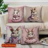 2D Cute Rabbit-Patterned Decorative Cushion Covers Pattern Cushion Cover Suitable For Sofa Bedroom Car Pillow Cover