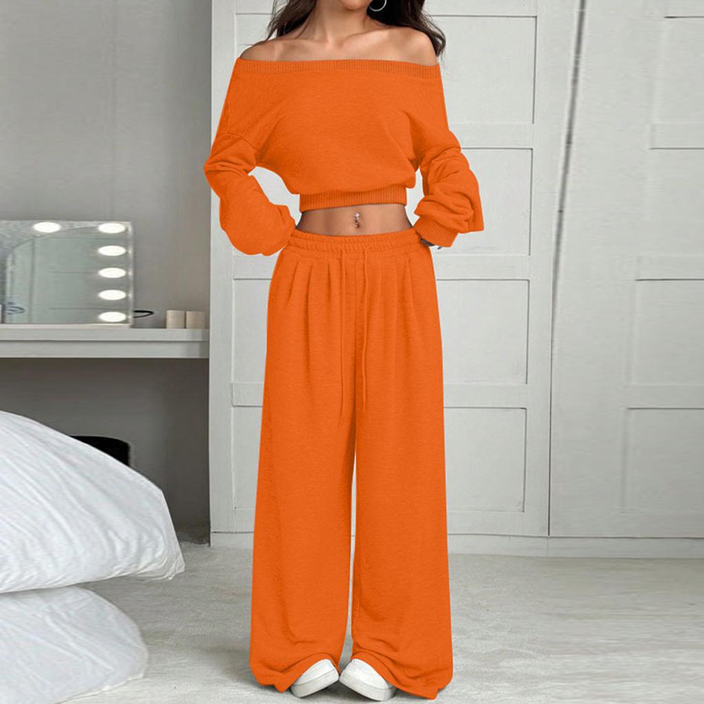 Women's Fashion Top Slim Fit Casual Pants Set