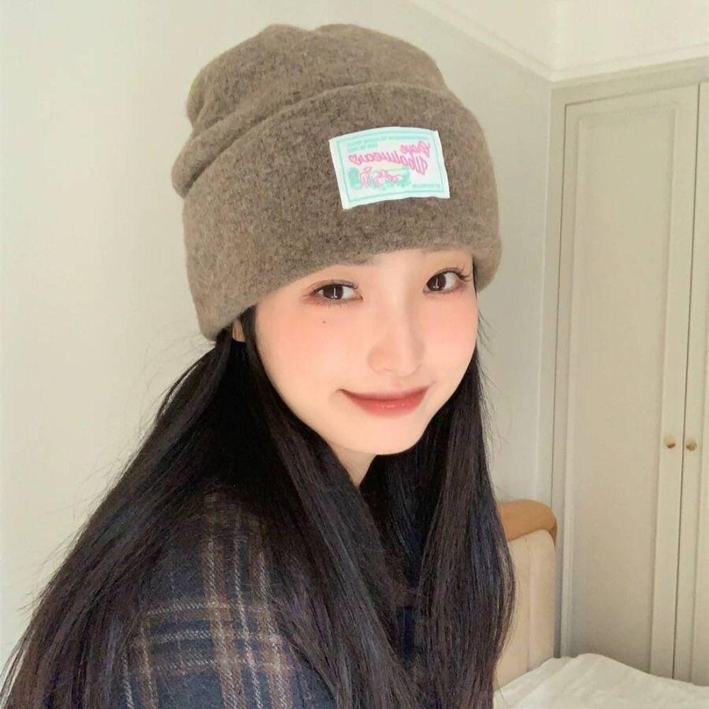 Keep Warm Knitted Pullover Hat Coldproof Beanies Cap Fashion Woolen Stacked Hat  Girls