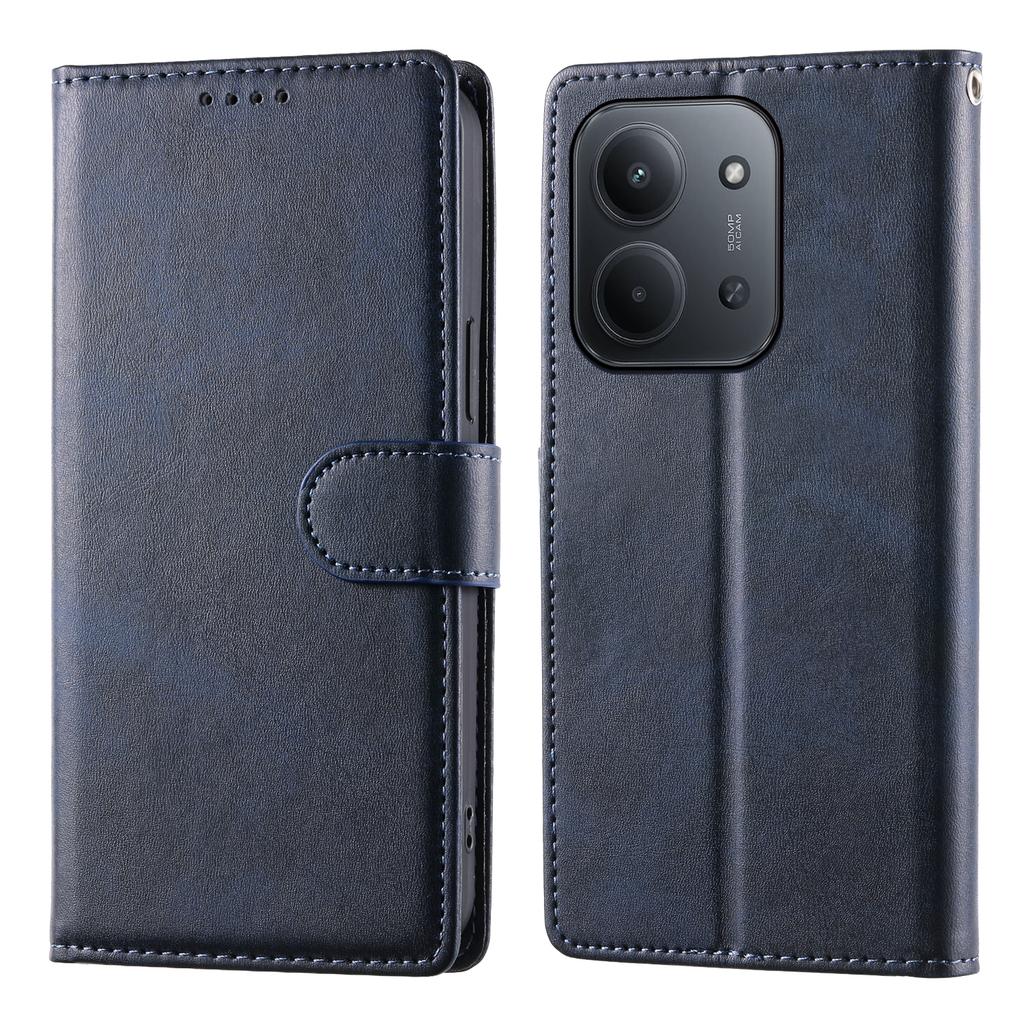 Dla Xiaomi Redmi 15C 4G (Światowy) (171mm)/Poco C85 4G (171mm) Etui Stand Portfel Skóra PU z Teksturą Cielęcą Pokrowiec Flip do Telefonu z Paskiem na Nadgarstek
