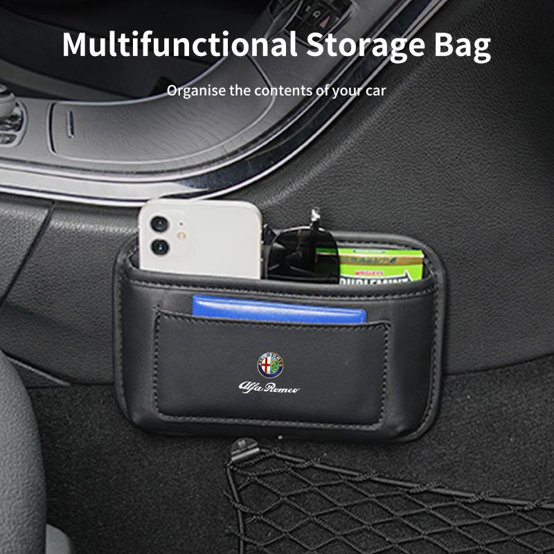 Car Pocket Sticky Storage Hanging Bag Self-Adhesive For Alfa Romeo Giulia Giulietta Stelvio 156 159 147 Mito Tonale Brera Disco zj5