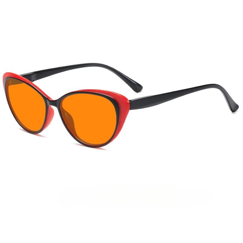 Fashion Cat-Eye Night Vision Glasses For Men And Women Red & Orange Lenses Blue Light Blocking Glasses Computer Goggles