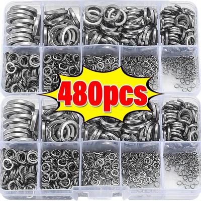 Stainless Steel Spring Lock Washers Metal O Rings Flat Gaskets Set Fasteners Hardware Assortment Kits M2 M2.5 M3 M4 M5 M6 M8 M10