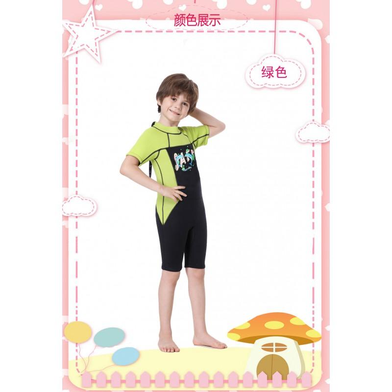 Kids 2.5mm Neoprene Wetsuit Short Sleeve Shorts Full Body Diving Suit With Rear Zipper Warm Swimwear Boys Girls