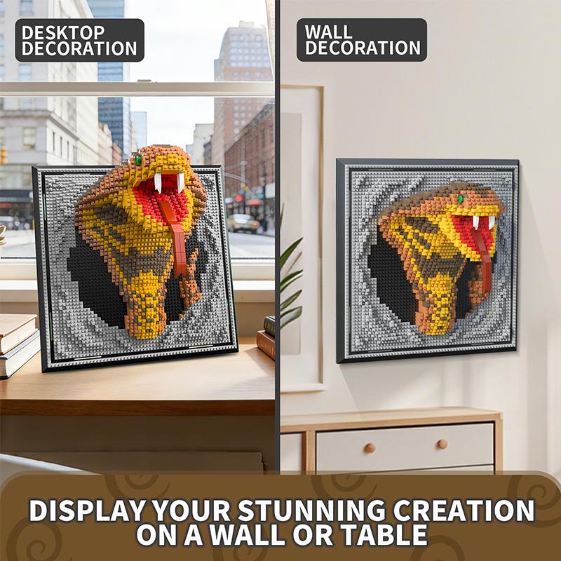 3D Wandkunst Bausteine Set Spielzeug Mikro Schlangen Porträt Wandbild Ziegel Set mit Display Rahmen für Heimdeko Geschenk