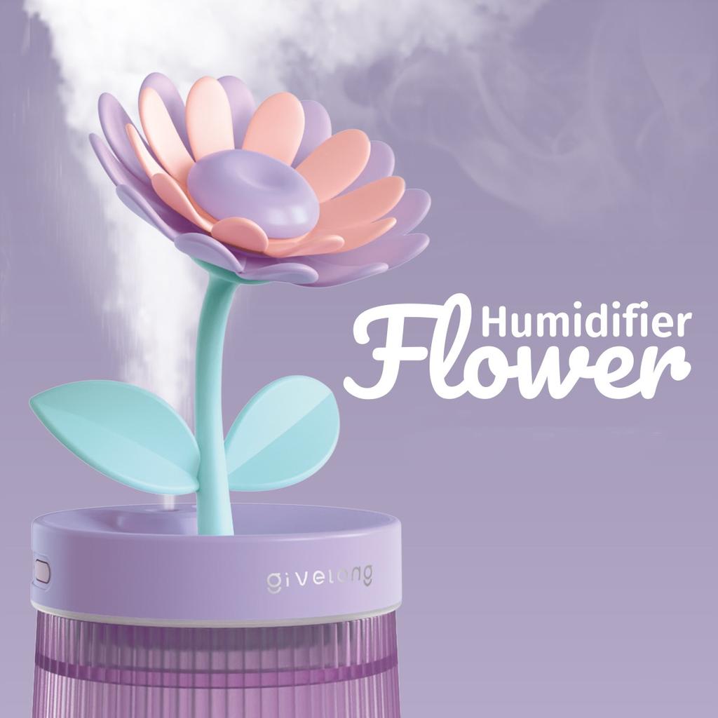 2024 Humidifier Portable USB Ultrasonic Colorful Cup Aroma Diffuser Cool Mist Maker Flower Air Humidifier Purifier With Light