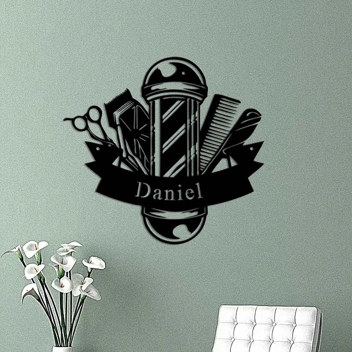 Personalized Barbershop Metal Wall Art, Custom Hairdresser Name Sign, Barber Salon Metal Decor