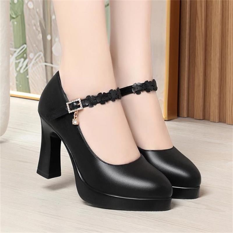 9CM Super High Heels Shallow Mouth Shoes Women Platform Pumps 2026 Block High Heels Shoes Model Wedding Party Women