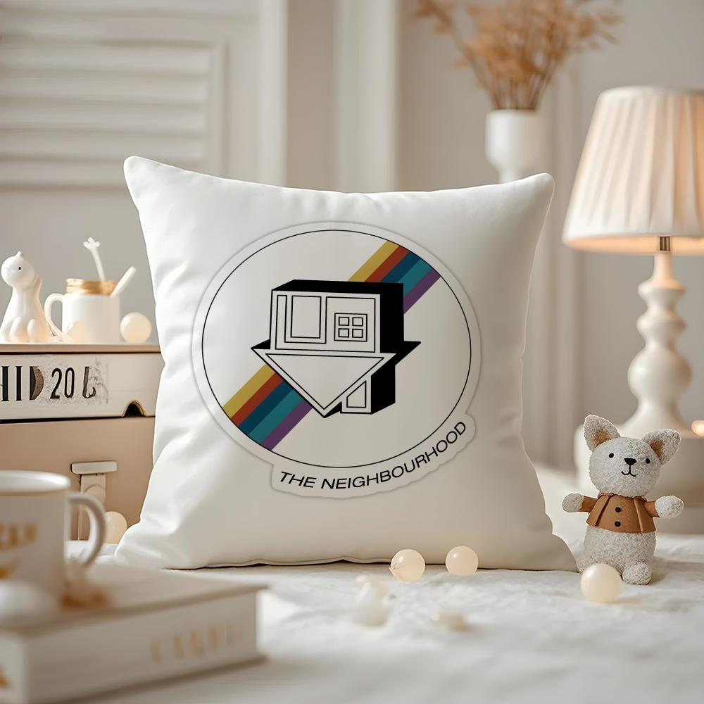 LOGO Design N-Neighborhood Cushion Cover Anti-dustmite Pillowcase Invisible Zipper Silky Short Plush Sofa Cushion Cover