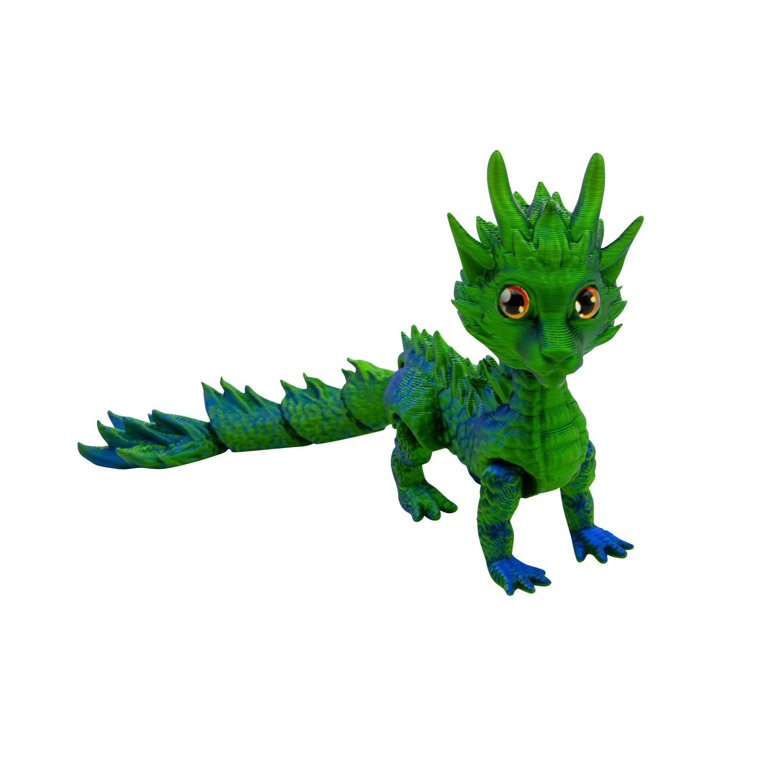 

3D-печатный игрушечный дракон с длинной шерстью, разноцветный градиентный орнамент One Size