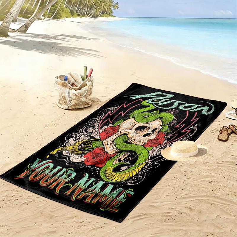 Name Custom Poison Print Beach Towel, Large Soft Quick Dry Towel for Beach Camping Swimming