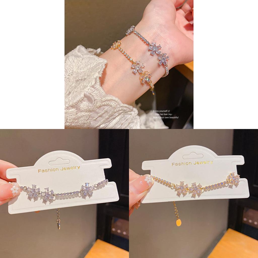 Floral Zircon Pendant Bracelets For Women With Elegant Copper And Plastic Material