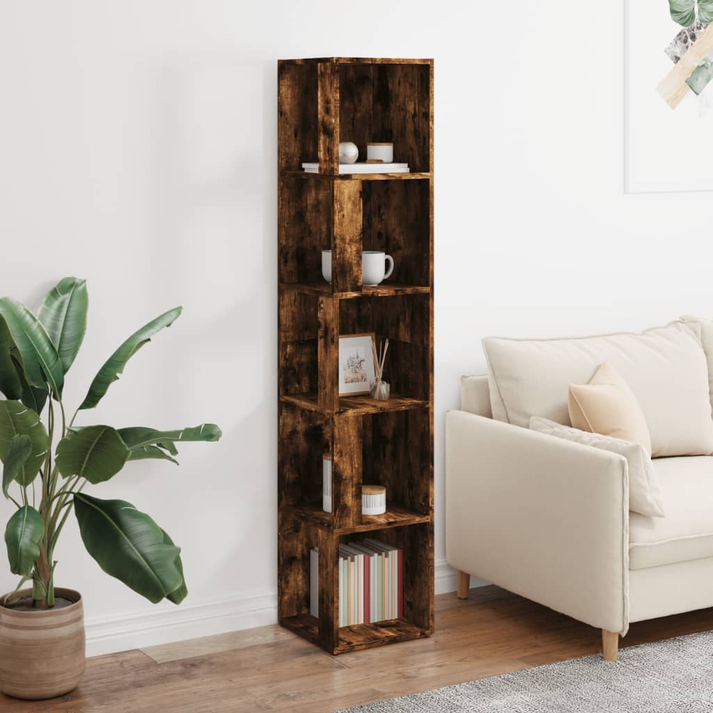 Corner Shelf Smoked Oak 33 x 33 x 164.5 cm Wood Based Material