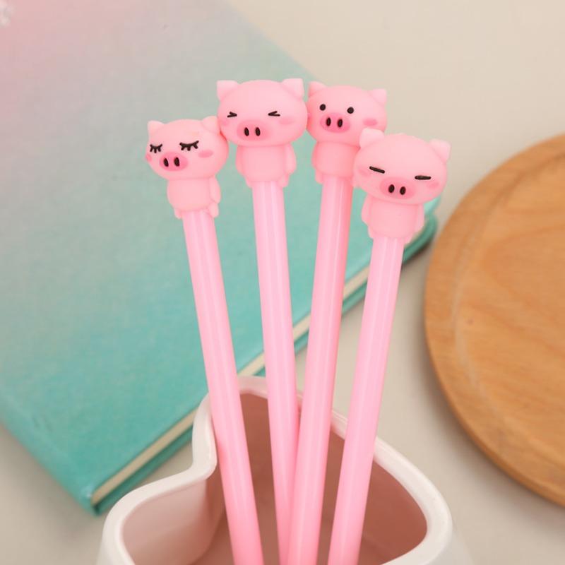 2Pcs Cute Piggy Creative Neutral Pen Cartoon Kawaii Pink Pig 0.5mm Pen Office Pink School Supplies Stationery
