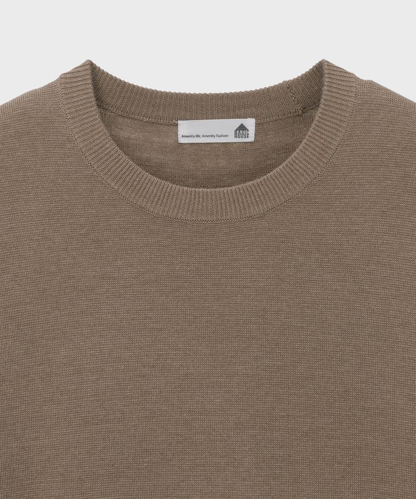 BASIC HOUSE Uni Daily Round Neck Knit Beige Lwkt7101