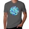 Cobalt Blue Aqua  Gold Decorative Moroccan Tile Pattern Tshirt Simple Solid Color Crew Neck Tee Tshirt