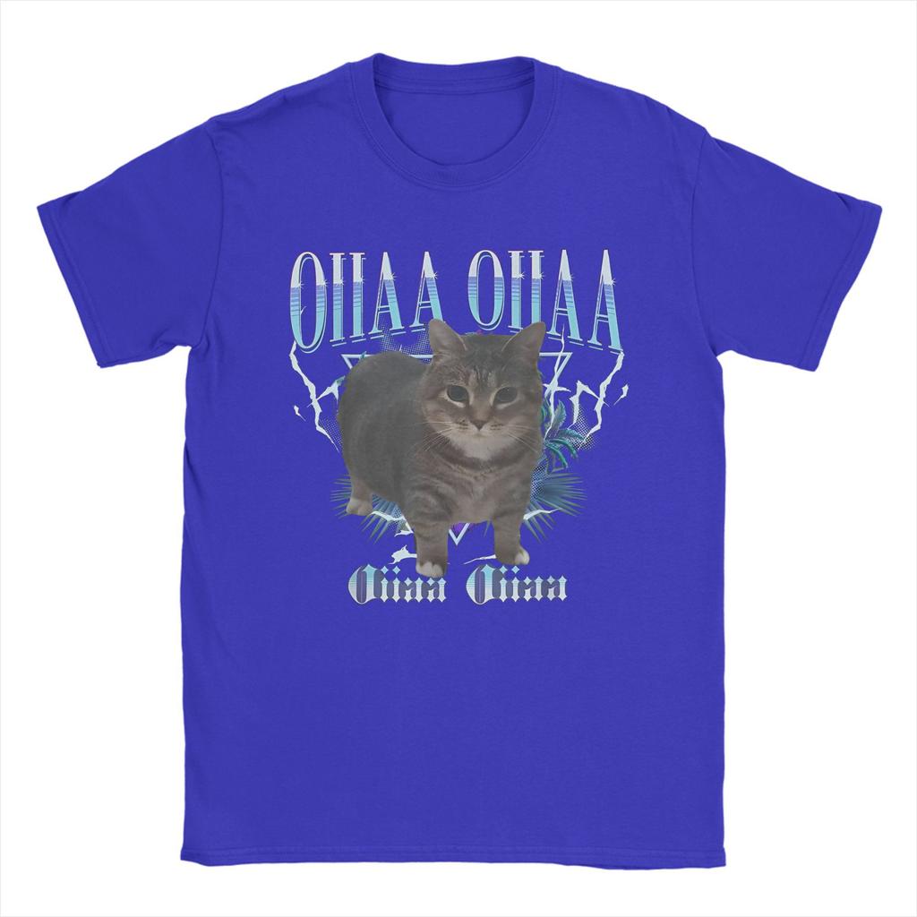 Men's OIIAA OIIAA Funny Spinning Cat Meme T Shirts Humor Brainrot Cotton Merch Awesome Short Sleeve Crew Neck Tees Gift T-Shirts