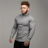 Muscleguys Autumn Turtleneck Mens Running T-shirts Thin Knitted Sports Sweaters Roll Neck Pit Strip Slim Fit Gym Fitness Pullover T Shirts