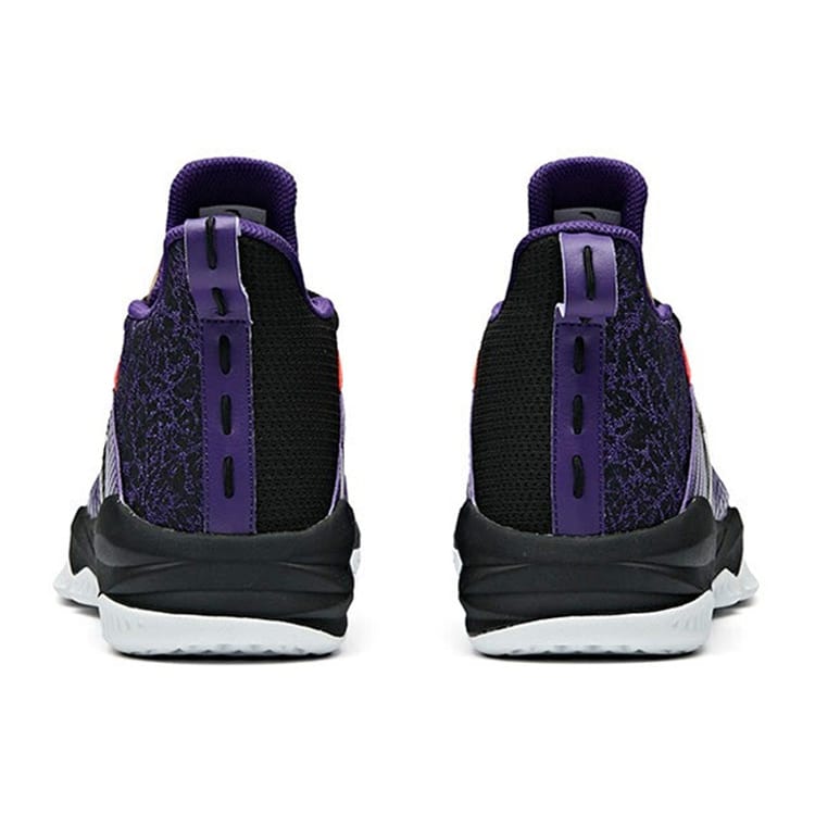 Anta Rhomboid Non-slip Wear-resistant Shock Absorption Mid-Top Basketball Shoes Black Purple 912011186-6