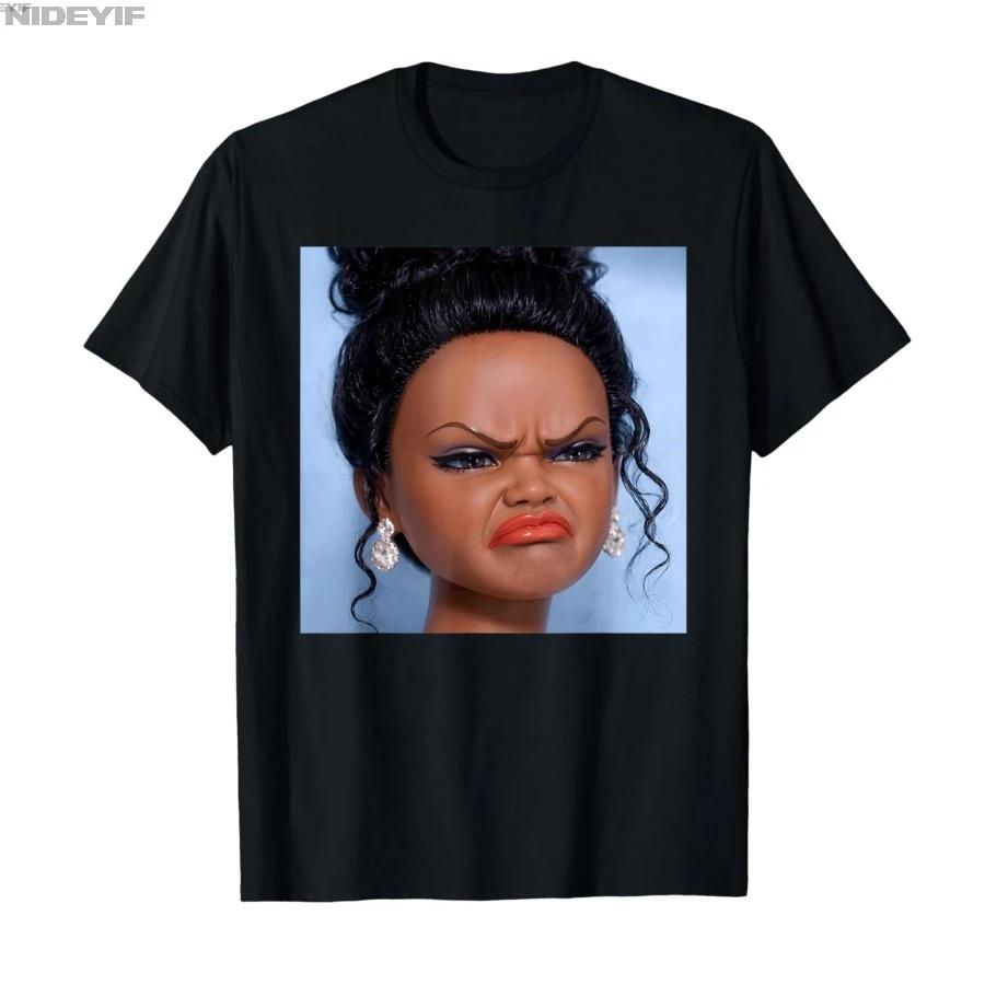 Funny Creepy Doll Face Meme Expression Hilarious Sarcastic Tshirt For Men Women 100 Cotton T Shirts Short Sleeve Tops 04172 S
