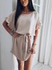 Trendy Loose Plus Size Dress with Ruffle Sleeves and Belt