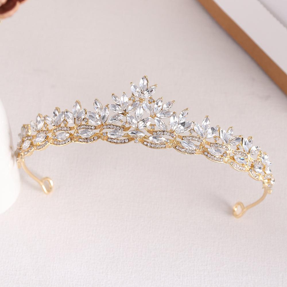 

Простая свадебная корона в корейском стиле из сплава со стразами, детская повязка на голову принцессы на день рождения, свадебный головной убор невесты, аксессуары для волос