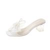 Ciabatte da Donna con Tacco Alto Ciabatte Mules con Fiocco a Farfalla e Perle Ciabatte Trasparenti in PVC con Tacco Alto per Donna Tacchi Alti a Punta Quadrata