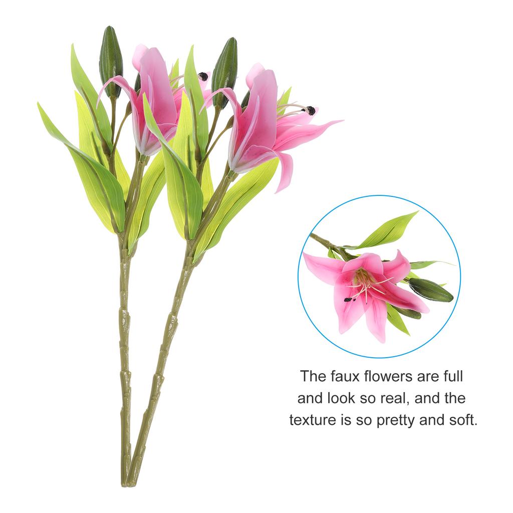 Lily Fake Flowers, 6PCS Lily Artificial Flowers Artificial Lily Silk Faux Flowers in Vase Real Touch for Home Decor Centerpiece