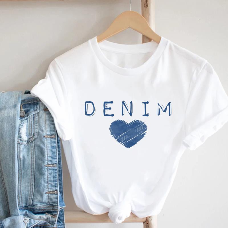 (Asian Size) letter love cute 90s Lady Female Top Printed Women Tee Clothing Casual T Shirt Fashion Graphic Short Sleeve T-shirts