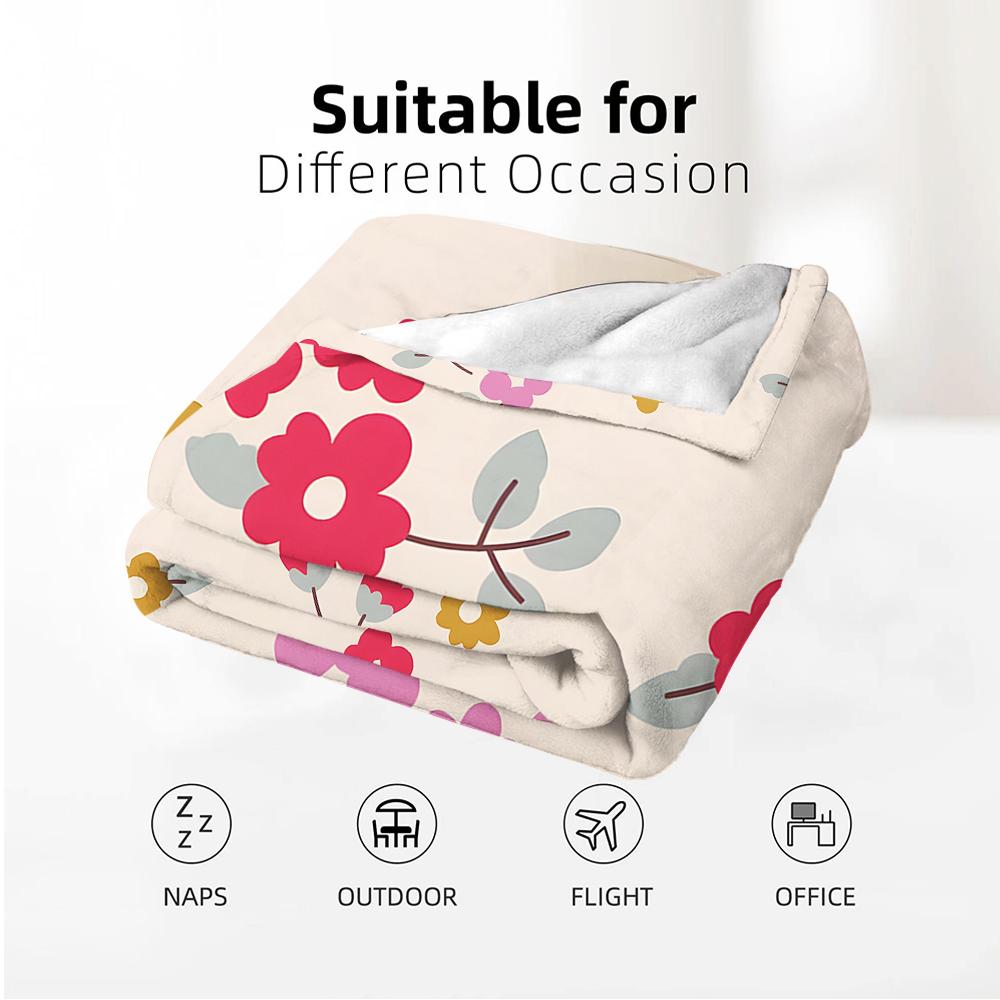Mixed Floral Cartoon Anime Print Flannel Blanket Soft Warm Throw for Kids Bedroom Sofa Christmas Office Car