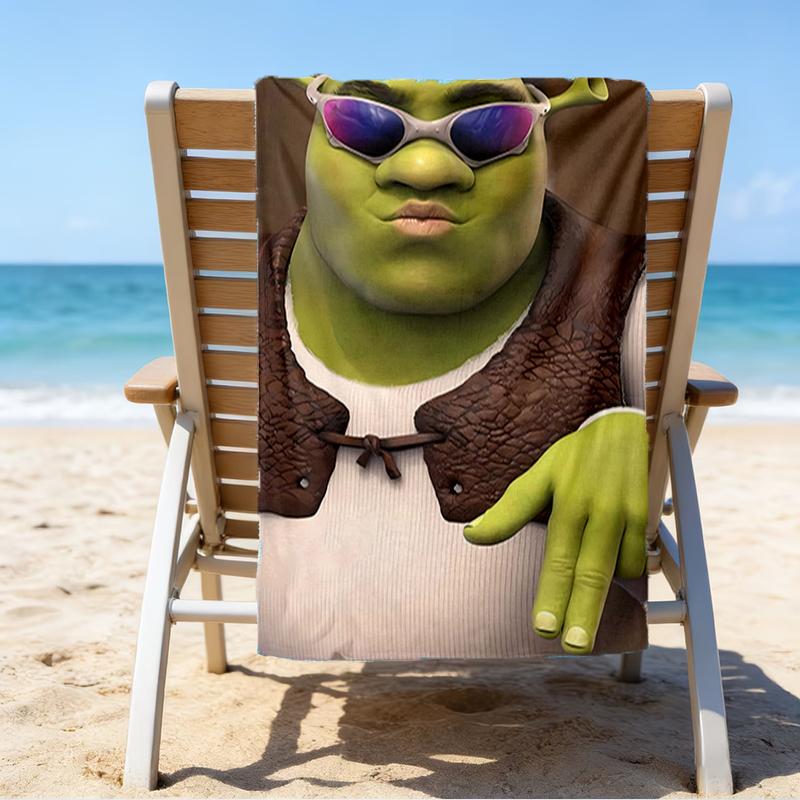 Asciugamano da Spiaggia Ultra Morbido a Tema Shrek, Ideale per Piscina - Campeggio, Immersioni - Essenziale da Viaggio Perfetto, Asciugamano da Spiaggia Vivace.