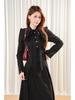 Hepburn Style Black Waist-Defining Gothic Long Dress with Peter Pan Collar