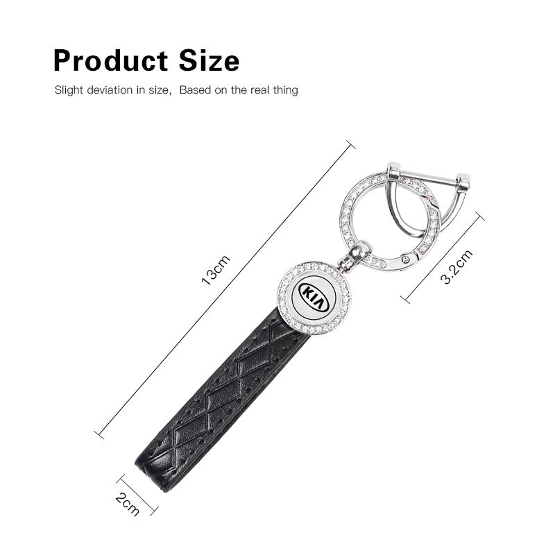 Crystal Luxury Metal Leather Car Keychain Anti-lost Key Ring Fashion Jewelry For KIA Rio 4 Ev3 ev6 Niro Stonic Sportage GT-Line gbnkr30