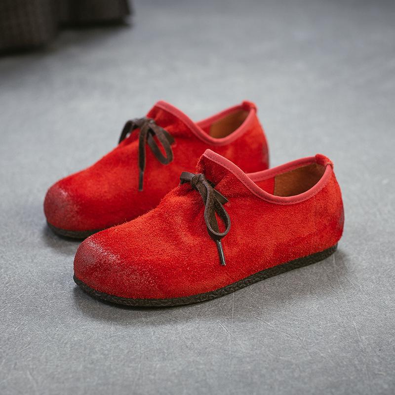 Johnature Vintage Cowhide Versatile Soft Soled Loafers Lightweight Commuter Women's Flat Shoes