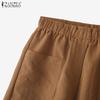 ZANZEA Women Summer Elastic Waist Solid Color Loose Short Pants