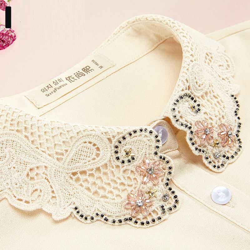 Elegant Sequined Fake Collar Shirt Women Blouse Half Shirt Beaded False Collars Woman Detachable Removable Faux Col Neckwear Tie