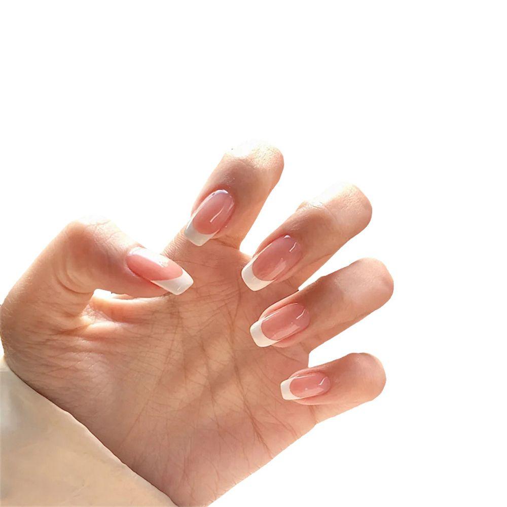 24pcs/Box French Full Cover Artificial Nail Tips Ballerina False Nails Fake Nails Wearable