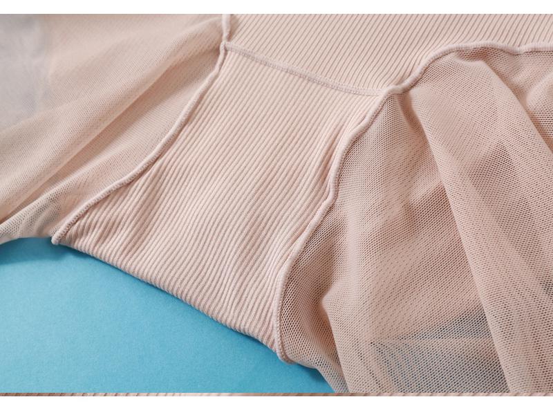 50144 Plus Size Anti-Exposure High Waist Mesh Safety Underwear 2-in-1