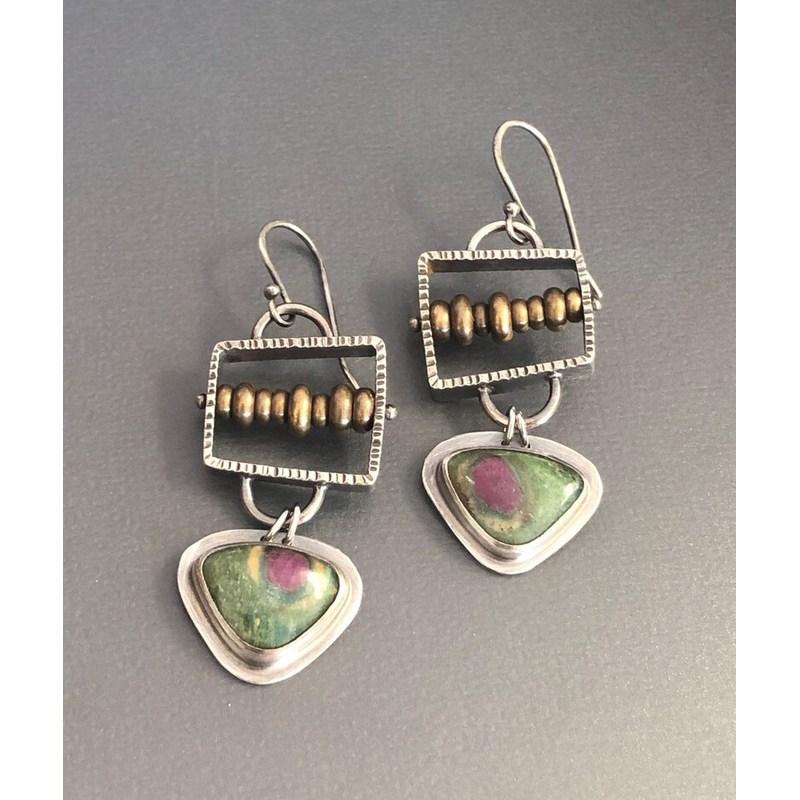 Hot Selling Women's Blue Resin Inlaid Retro Jewelry Metal Handmade Pendant Earrings