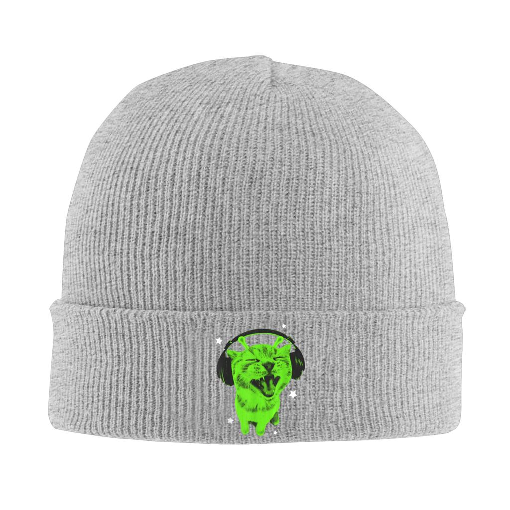 Alien Cat Meme Silly Cat Knitted Hat Womens Unisexs Skullies Beanies Winter Hat Hip Hop Caps