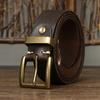 Korean Version Trendy Retro Style Belt Men'S Genuine Leather First Layer Cowhide New Copper Buckle Denim Overalls Belt Men'S
