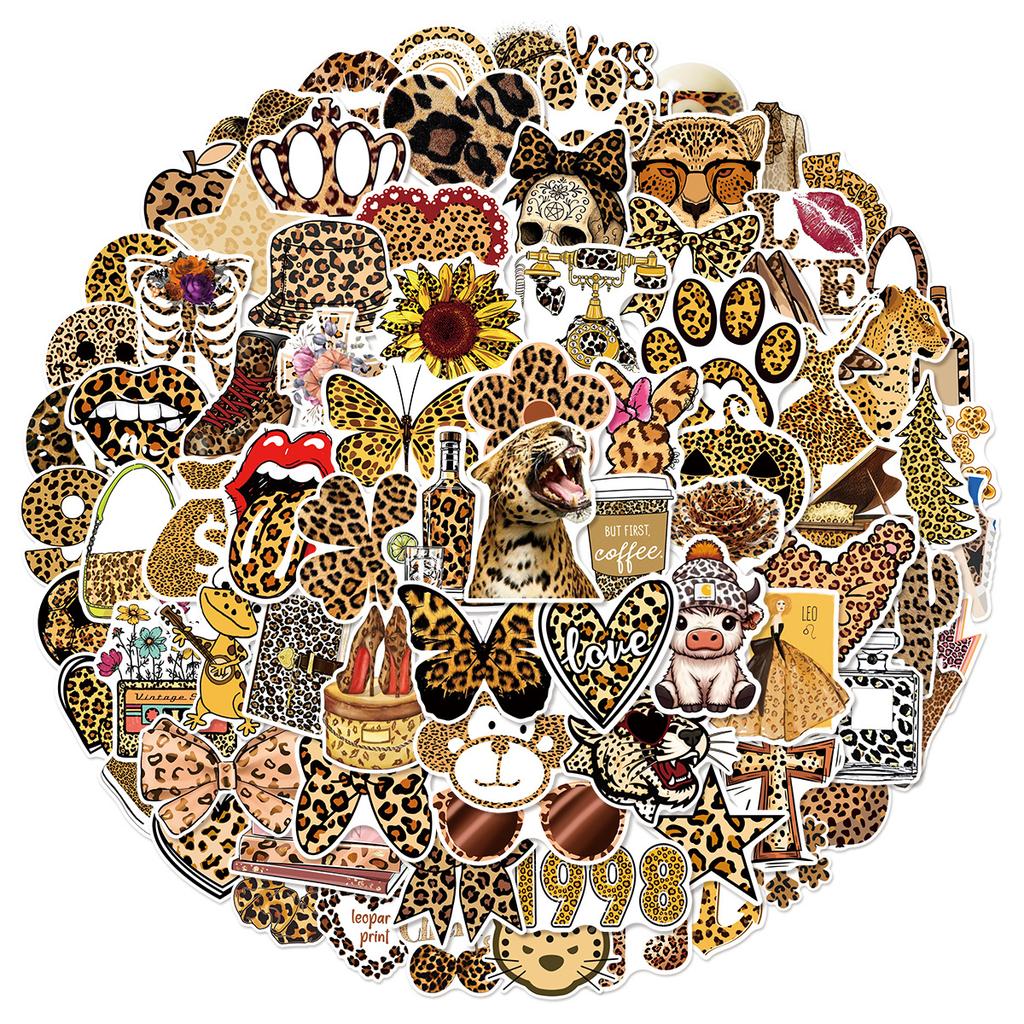 50/100PCS Leopard Print Girl Art Aesthetics Waterproof Graffiti Phone Laptop Luggage Guitar Notebook Stickers Kids Toys