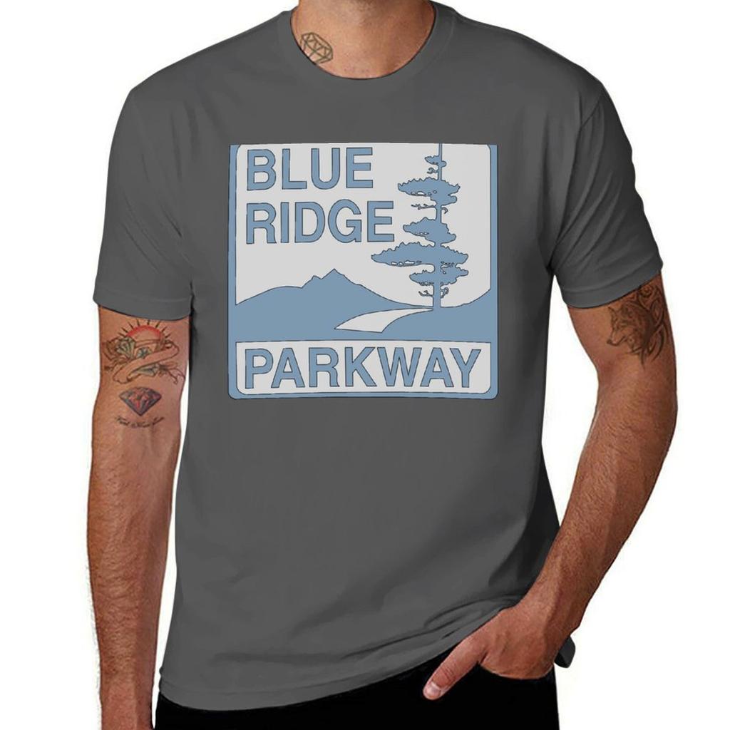 Light Blue Blue Ridge Parkway Sign TShirt Street Style Casual Tee Shirt