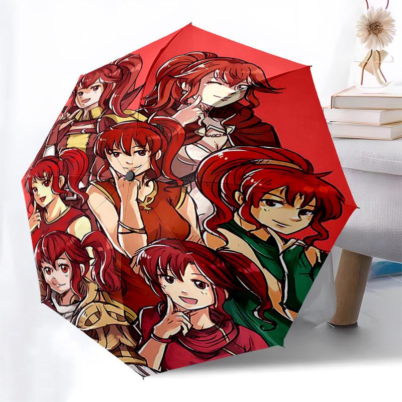 1pc Outdoor Umbrella with Anime Character Print - Automatic Opening/Closing, Portable 3-Fold Design, 8-Rib Iron Frame - Perfect Gift for Fans, Tr