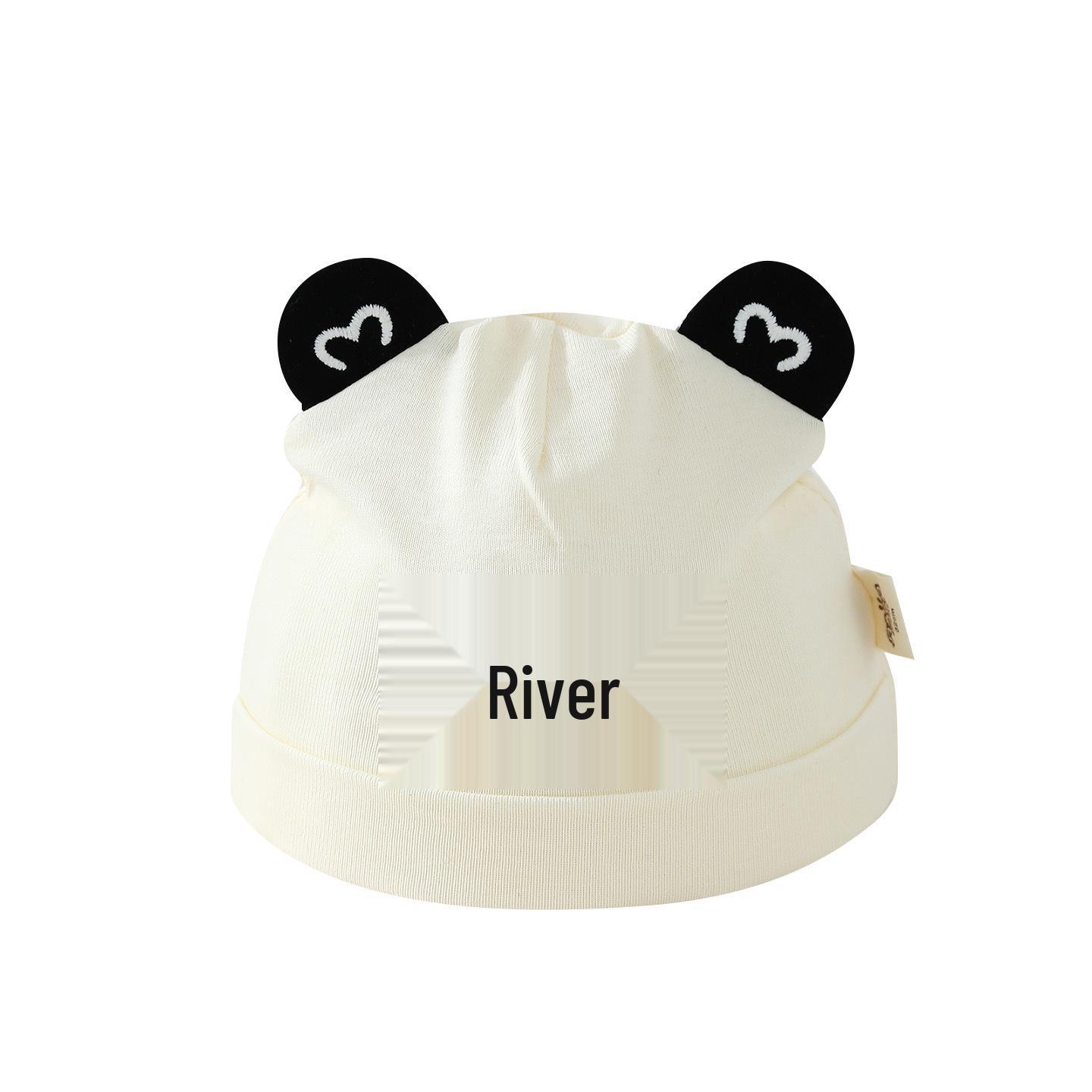 

Unisex Newborn Cute Windproof Fontanelle Cap for Infants - Korean Style, Spring & Autumn Panda Bear Hat - Letter M