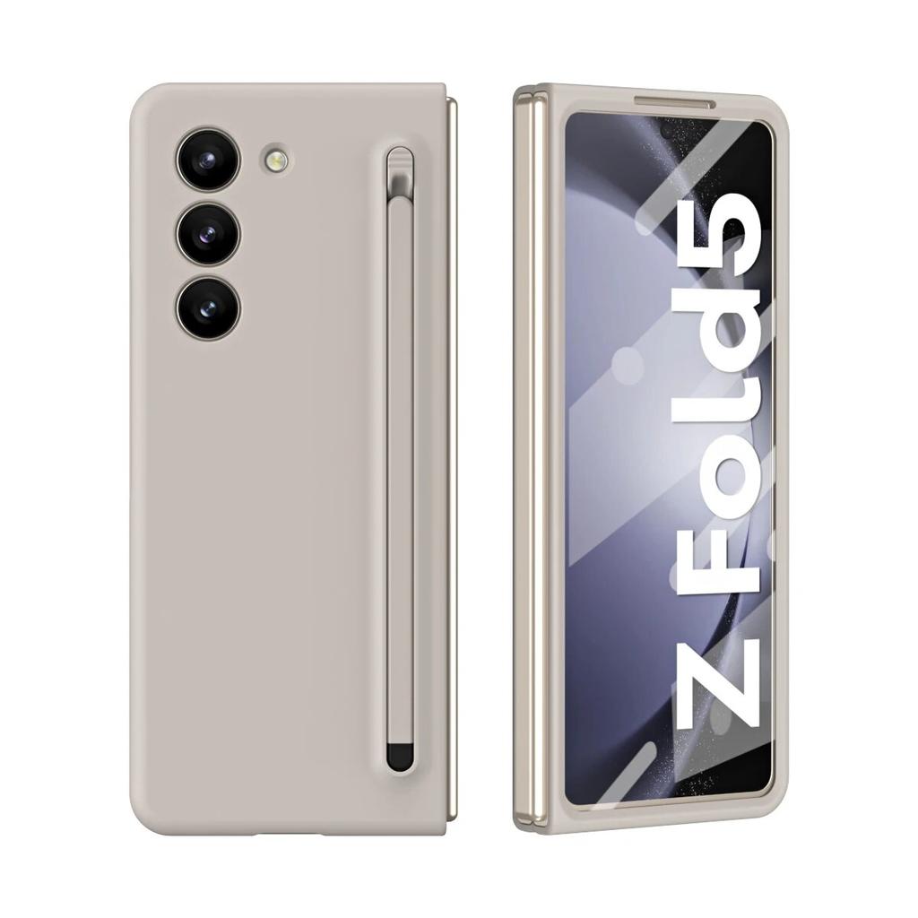 For Samsung Galaxy Z Fold 5 4 3 Case Skin-Friendly Colorful Touch Pen Folding with Screen Film Fold5 Shockproof Protection Cover